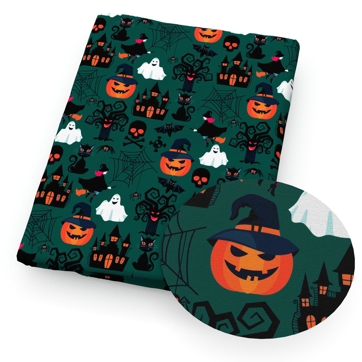 halloween pumpkin skull ghost skeleton bones house leaf leaves tree fabric