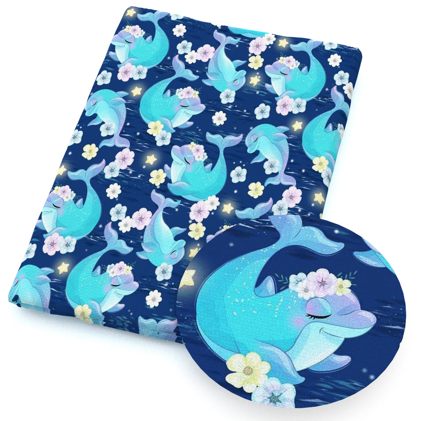 the whale animals flowerfloral fabric