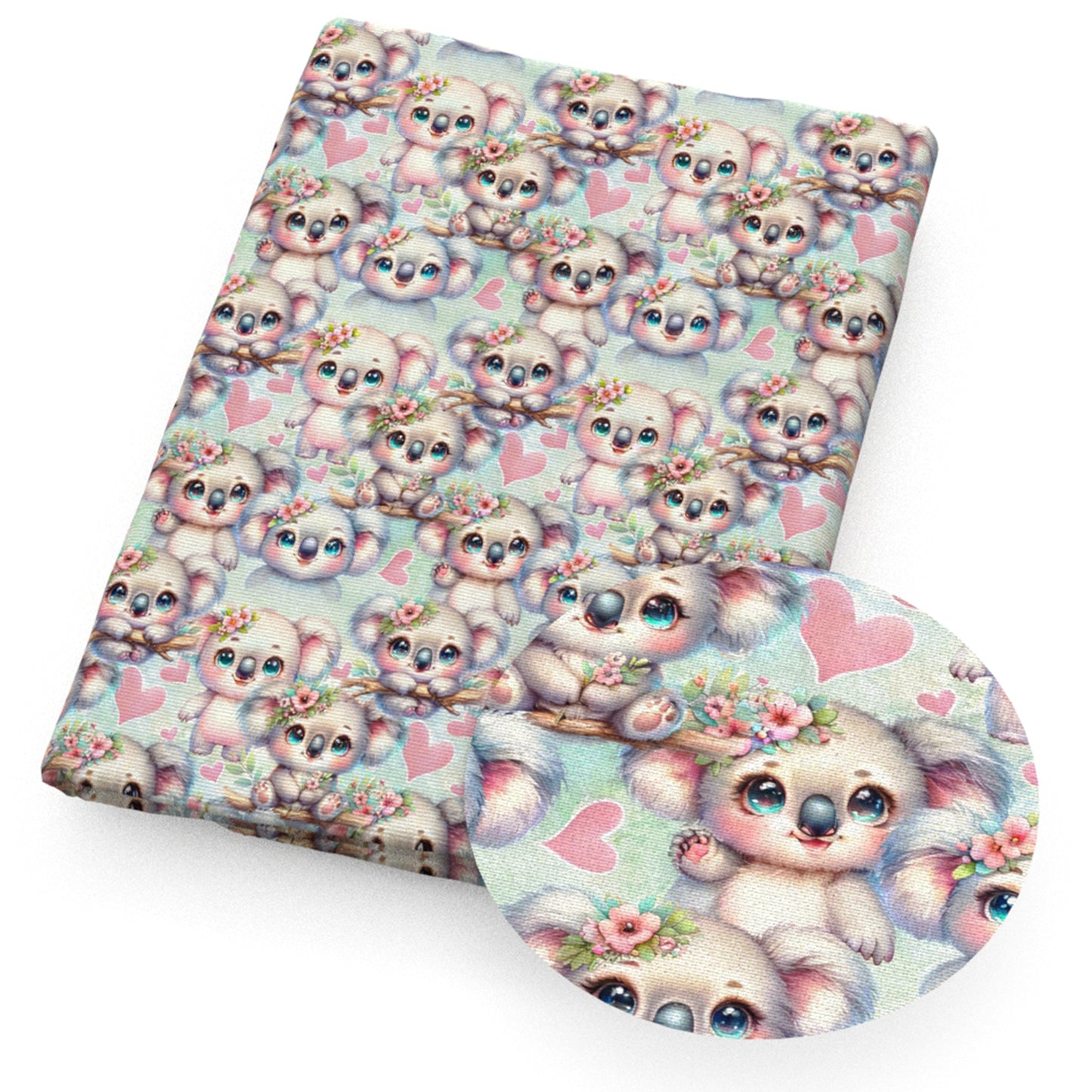 koala heart love flowerfloral fabric