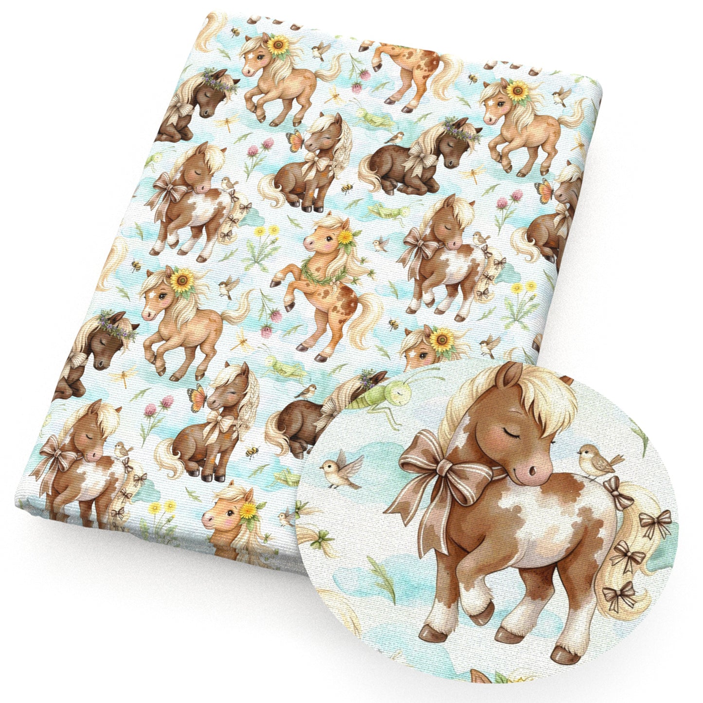 horse flowerfloral bird fabric