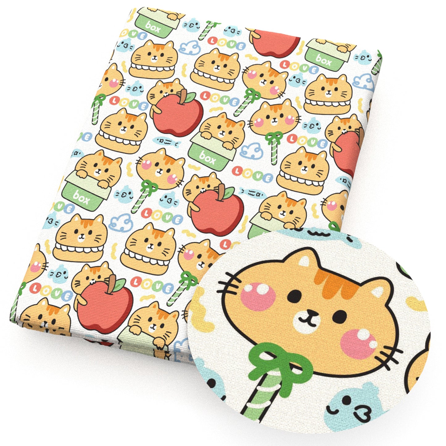 cat apple fabric