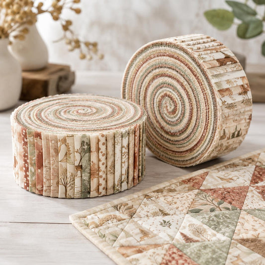 10pcs Vintage Deer Leaf Autumn Pattern Jelly Roll Fabric Strips 2.5X19.7inch Pre-Cut 100% Polyester For Patchwork Quilts, Table Runners, Placemats, Tote Bags, Storage Pouches, Makeup Bags, Coasters, Quilt Blocks & Binding