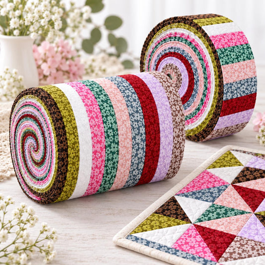 10pcs Vintage Floral Jacquard Pattern Jelly Roll Fabric Strips 2.5X19.7inch Pre-Cut 100% Polyester For Patchwork Quilts, Table Runners, Placemats, Tote Bags, Storage Pouches, Makeup Bags, Coasters, Quilt Blocks & Binding