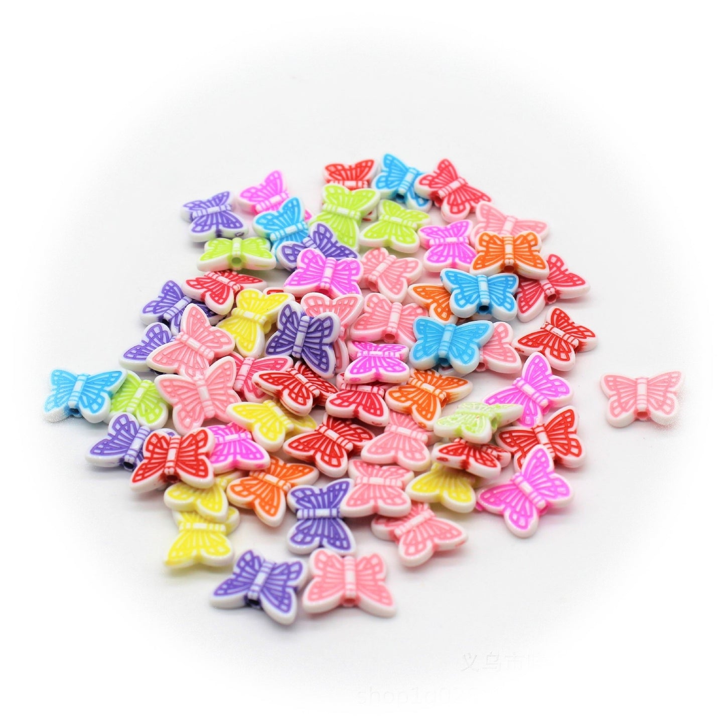 20g/pack Mix Color Butterfly Flat Back Beads DIY Beaded Can Be Used As Hand String Necklace Ring Jewelry Making Accessories