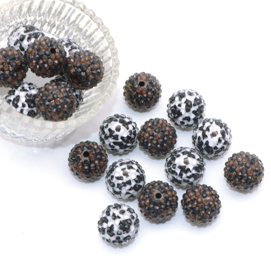 5Pcs Animals Textured Series Bayberry Beads 20mm Cow Leopard Pattern Acrylic Spacer Beads Charms with Hole Ideal for DIY Jewelry Making DIY Bracelet Necklace Chain Earrings Charm Pen Bangle Decors Craft Supplies