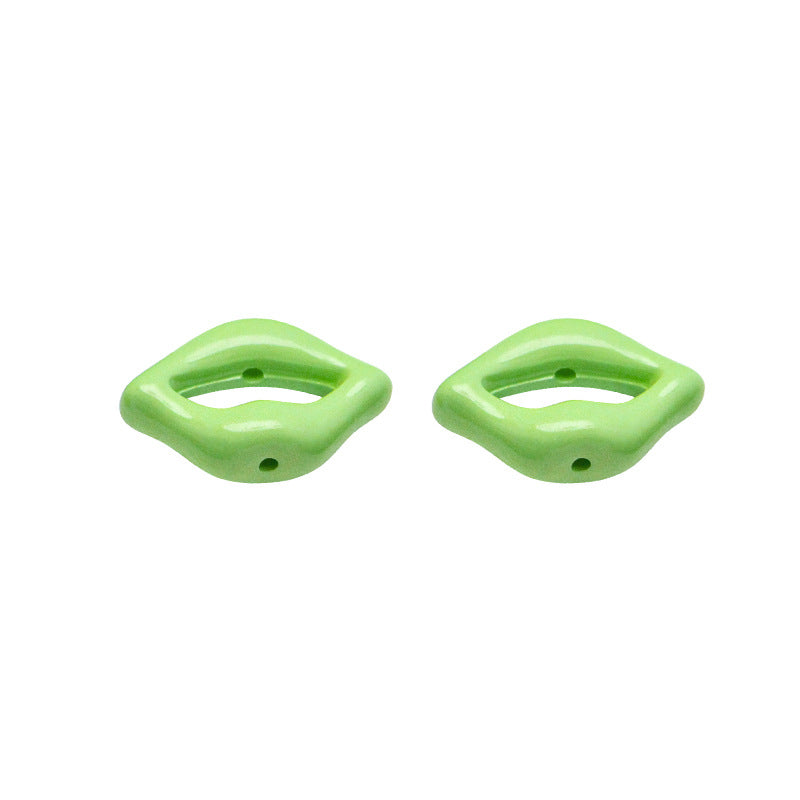 5Pcs Acrylic Plated Colorful Lip Shaped Beads, DIY Handmade Necklace Bracelet Jewelry Making Beaded Decors Craft Accessories