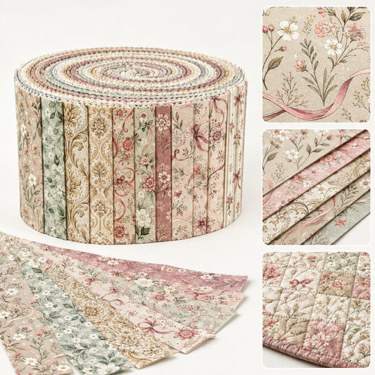 10pcs Vintage Floral Pattern Jelly Roll Fabric Strips 2.5X19.7inch Pre-Cut 100% Polyester For Patchwork Quilts, Table Runners, Placemats, Tote Bags, Storage Pouches, Makeup Bags, Coasters, Quilt Blocks & Binding