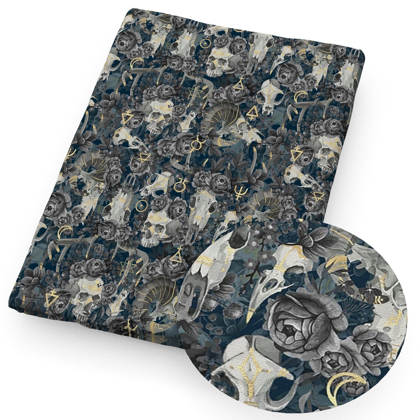 skull ghost skeleton bones flowerfloral fabric