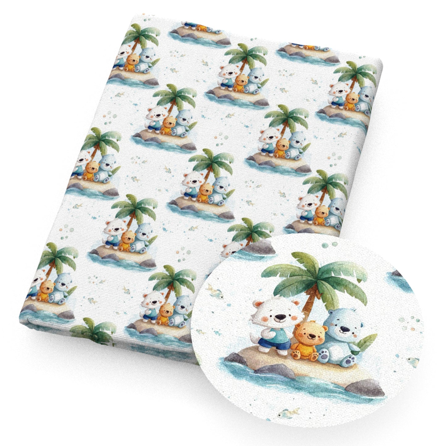 coconut palm tree fish ocean series fabric