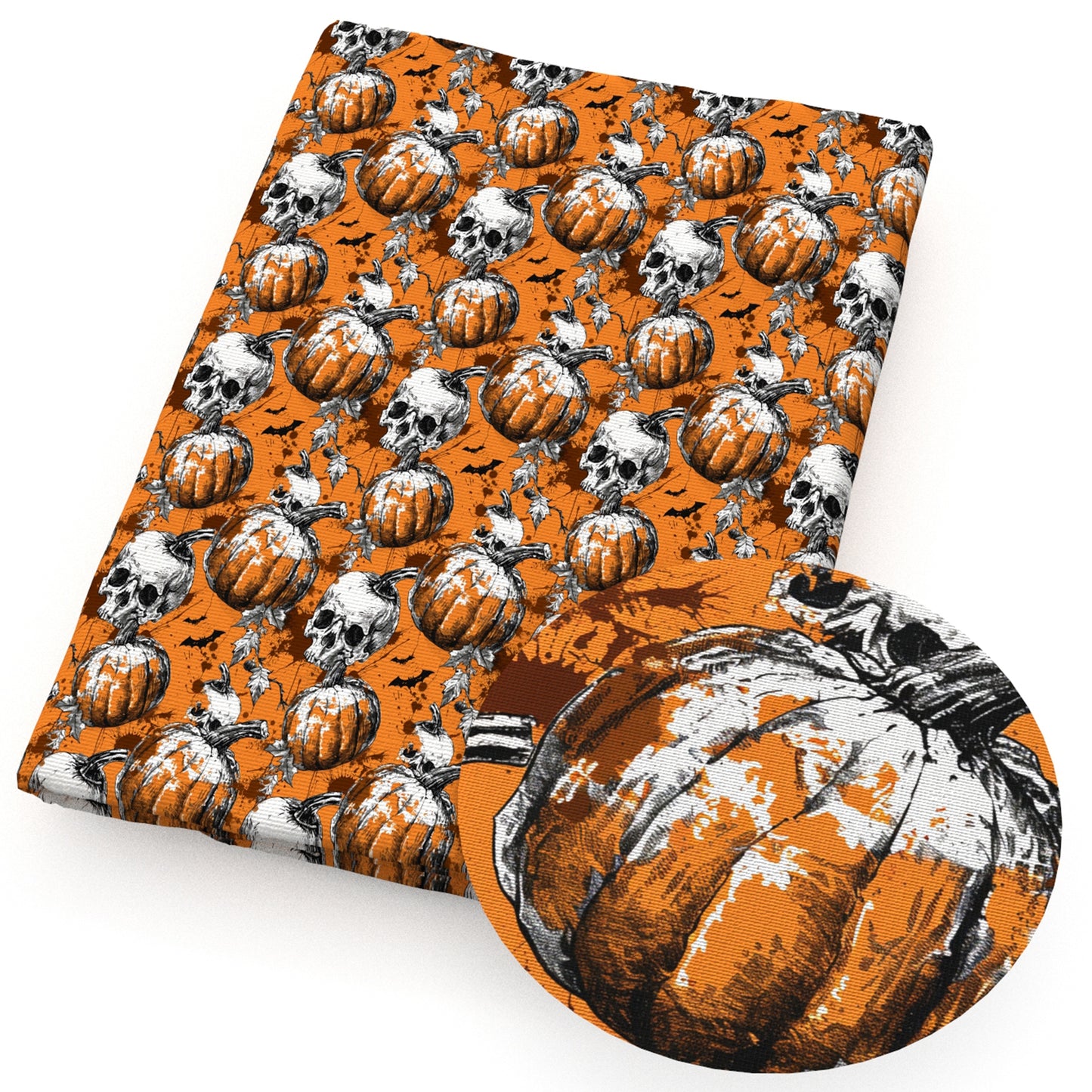 halloween skull ghost skeleton bones pumpkin fabric