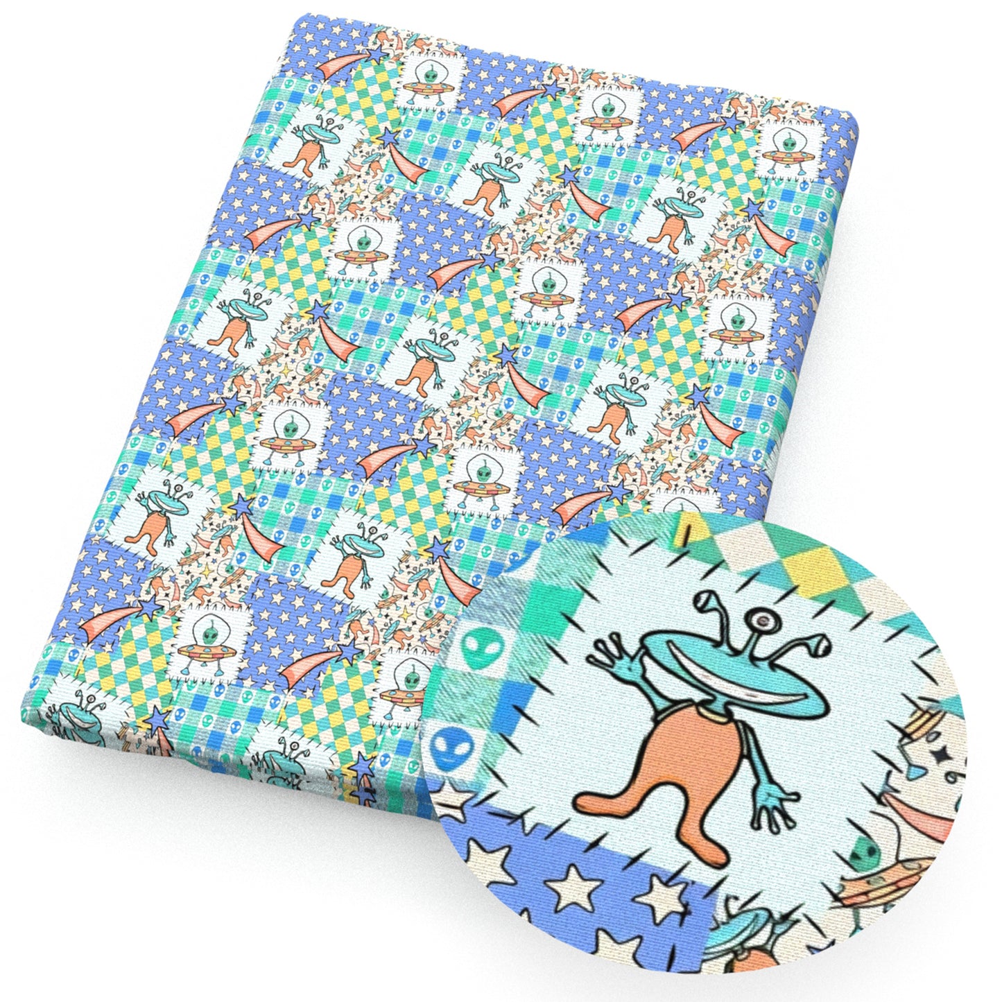 plaid grid star starfish patchwork quilt fabric