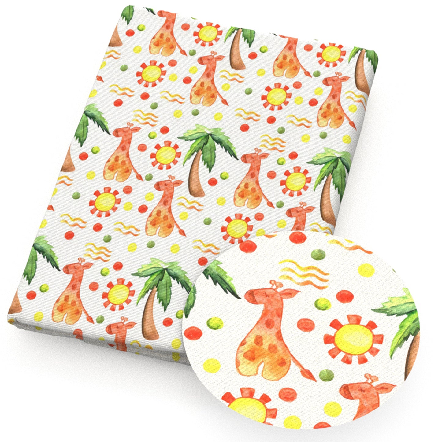 deerreindeer giraffe coconut palm tree fabric