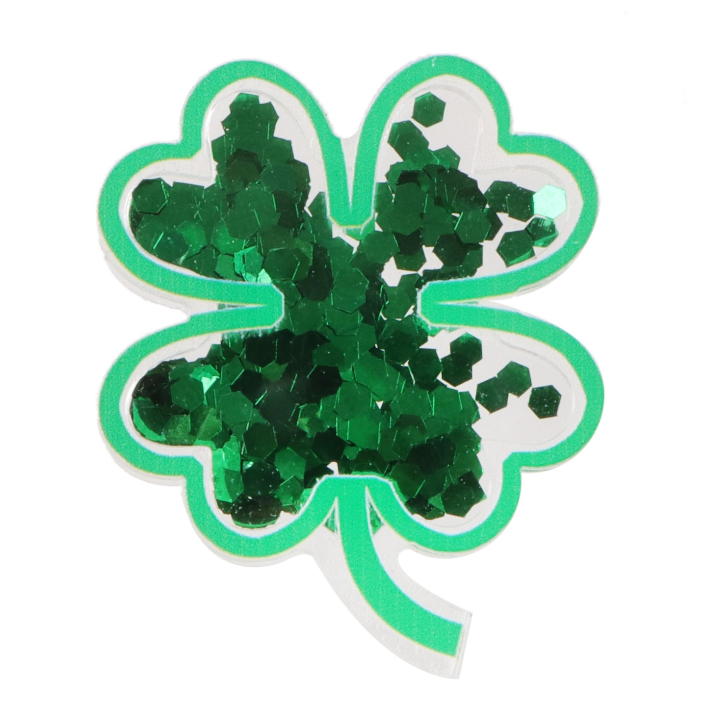 1pc St. Patrick's Day Series Shake Quicksand 3D Acrylic Resin Charms Beads Shamrock Shaped Ornament DIY Creative Phone Shell Case Keychain Fridge Patches Decors Accessories Happy Holiday Crafts Jewelry Making Party Decoration