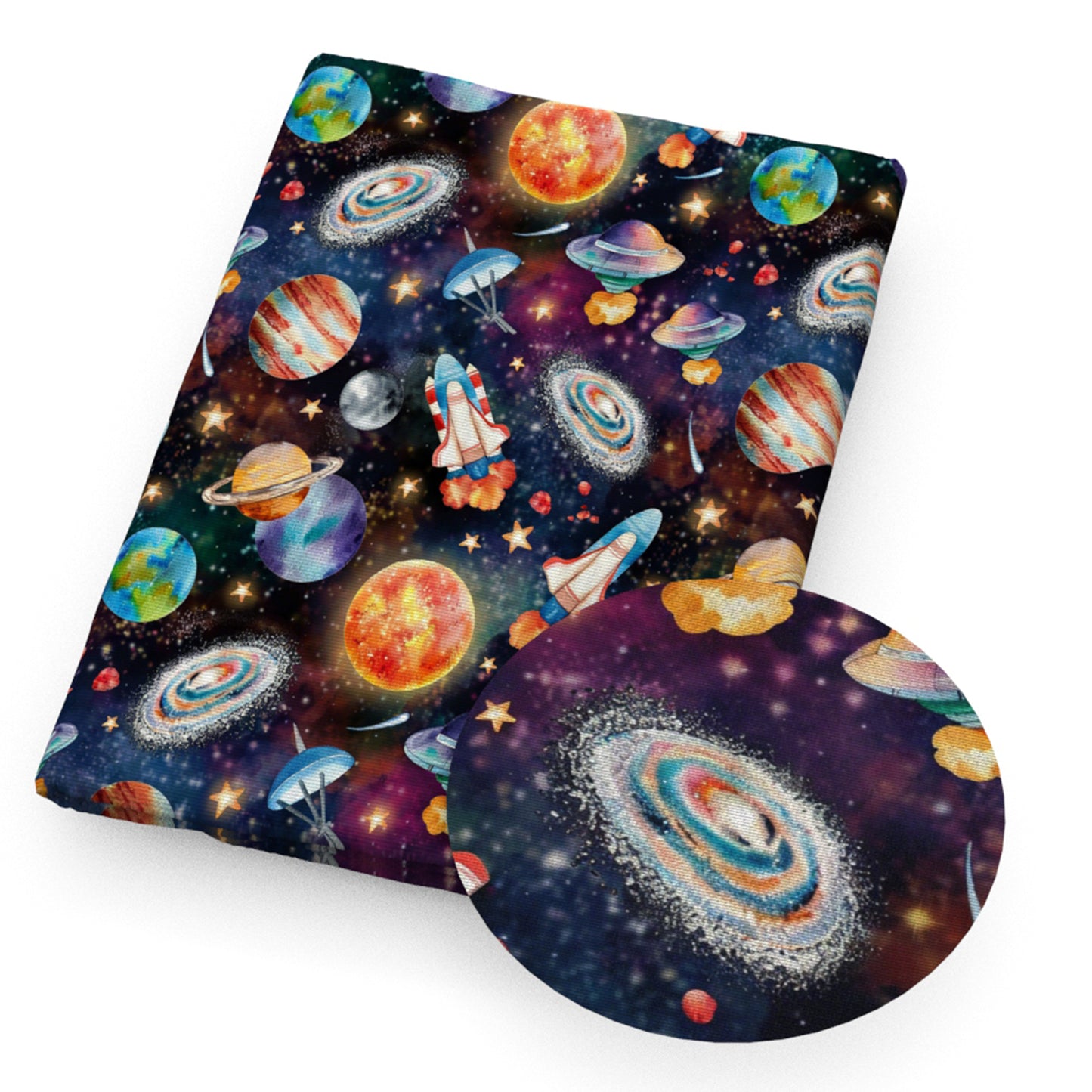 planetsolar systemgalaxy earth rocket star starfish fabric