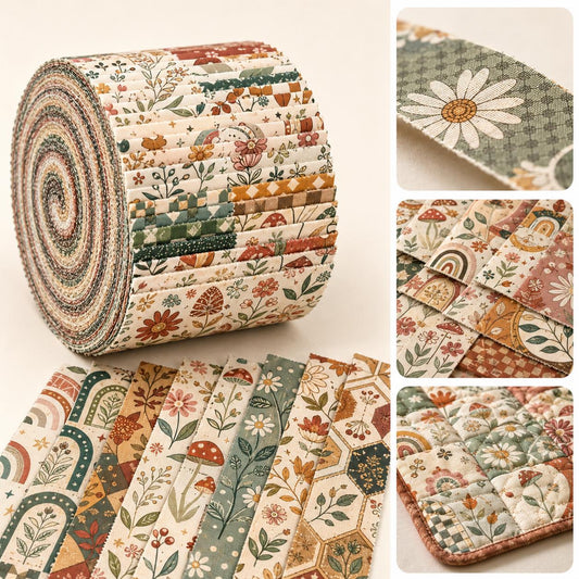 10pcs Vintage Floral Pattern Jelly Roll Fabric Strips 2.5X19.7inch Pre-Cut 100% Polyester For Patchwork Quilts, Table Runners, Placemats, Tote Bags, Storage Pouches, Makeup Bags, Coasters, Quilt Blocks & Binding
