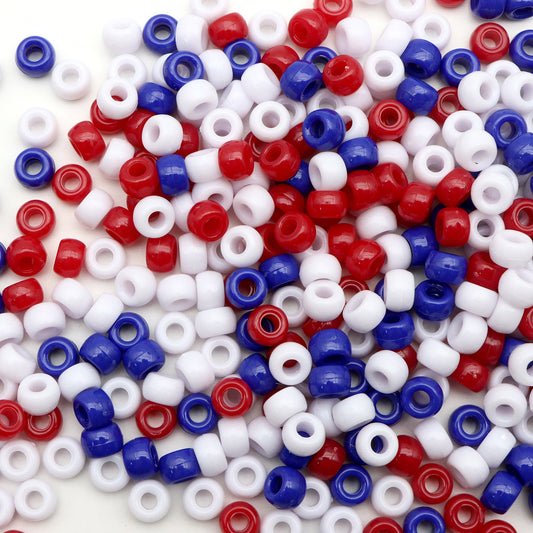 50Pcs 6mm Independence Day Acrylic Pony Beads,White Blue and Red Beads & Bead Assortments,Loose Spacer Beads with Hole for DIY Jewelry Making,4th of July Celebrations, Party Decorations, Necklaces, Bracelets, Earrings, Hair Accessories & DIY Crafts