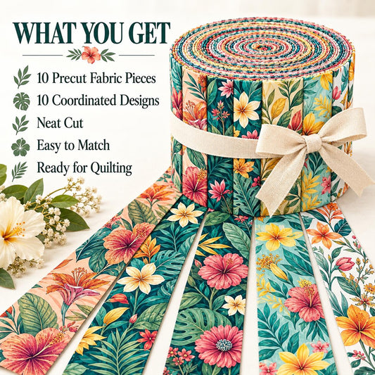 10pcs Vintage Floral Pattern Jelly Roll Fabric Strips 2.5X19.7inch Pre-Cut 100% Polyester For Patchwork Quilts, Table Runners, Placemats, Tote Bags, Storage Pouches, Makeup Bags, Coasters, Quilt Blocks & Binding