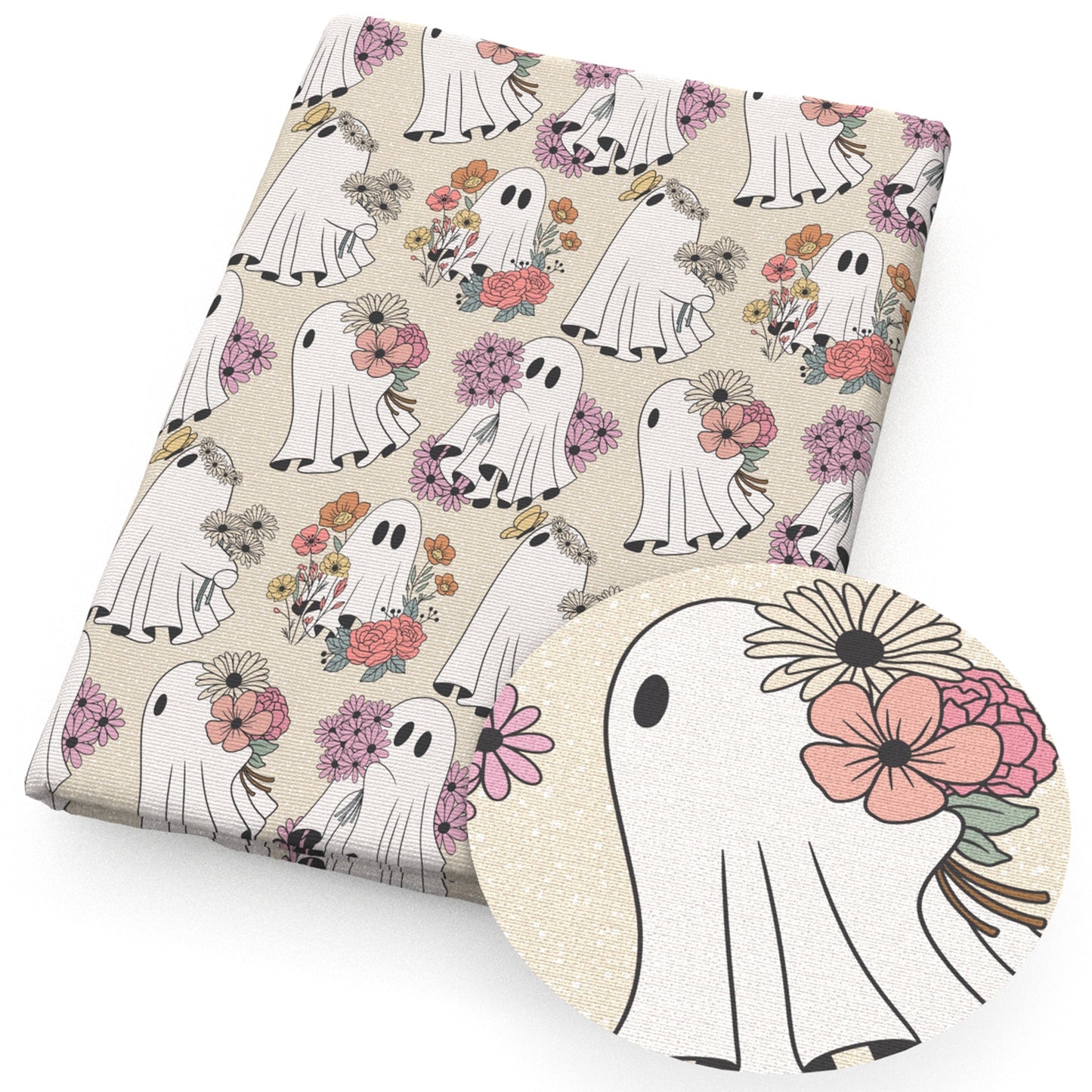 halloween flowerfloral skull ghost skeleton bones fabric