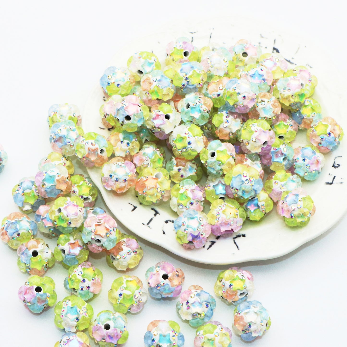 1Pc Rhinestone Faux Crystal Beads Transparent Star Shaped Loose Spacer Beads with Hole for Jewelry Making DIY Costumes Accessories Bracelet Necklace Chain Earrings Charm Bangle Decors Craft Supplies