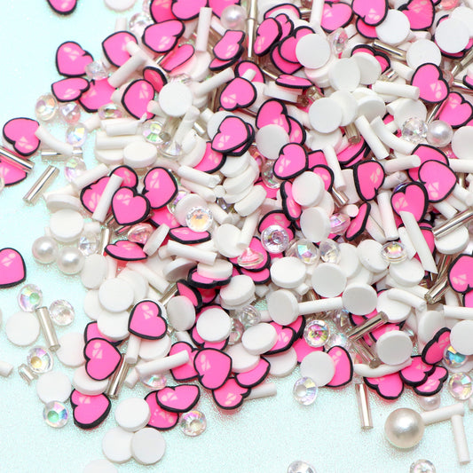 10g/pack Festive Faux Crystal Pearl Beads Love Heart Shaped Nail Art Polymer Clay Slices-Unscented, Vibrant Heart Slime Charms for Lip Gloss Making, Resin, and Nail Art Decorations - Perfect for DIY Crafts and Creative Valentine Projects