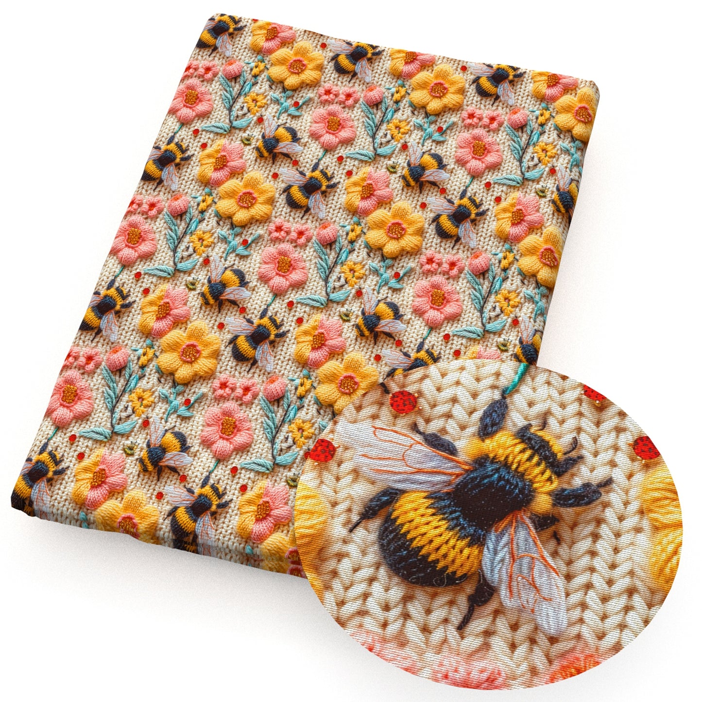imitation embroidery series flowerfloral bee fabric
