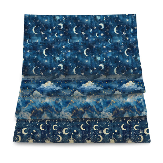 4Pc/set 7.87x7.87inch(20x20cm) Planet Solar System Galaxy series Precut Quilting Fabric Fat Quarter Fabric Bundle, Polyester Quilting Squares for Patchwork, DIY Crafts Projects, DIY Wallet Making