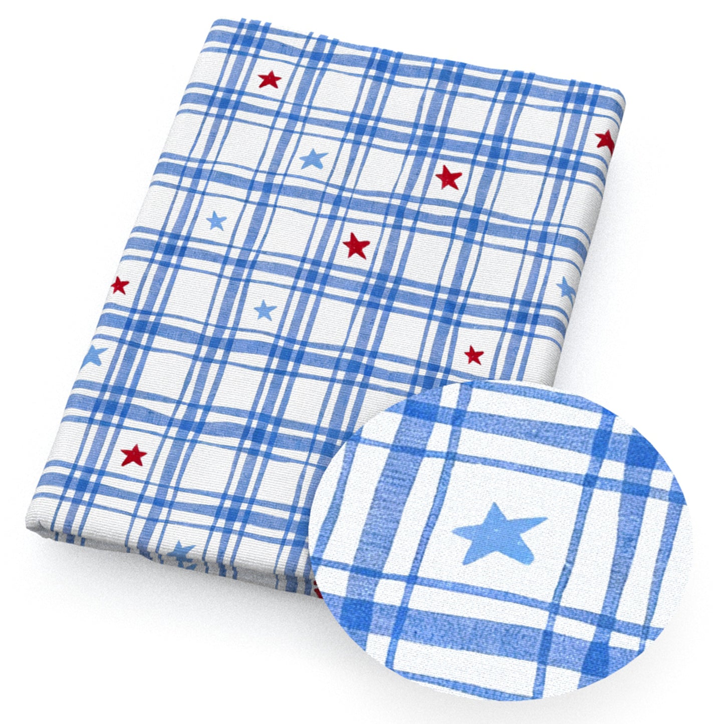 plaid grid star starfish fabric