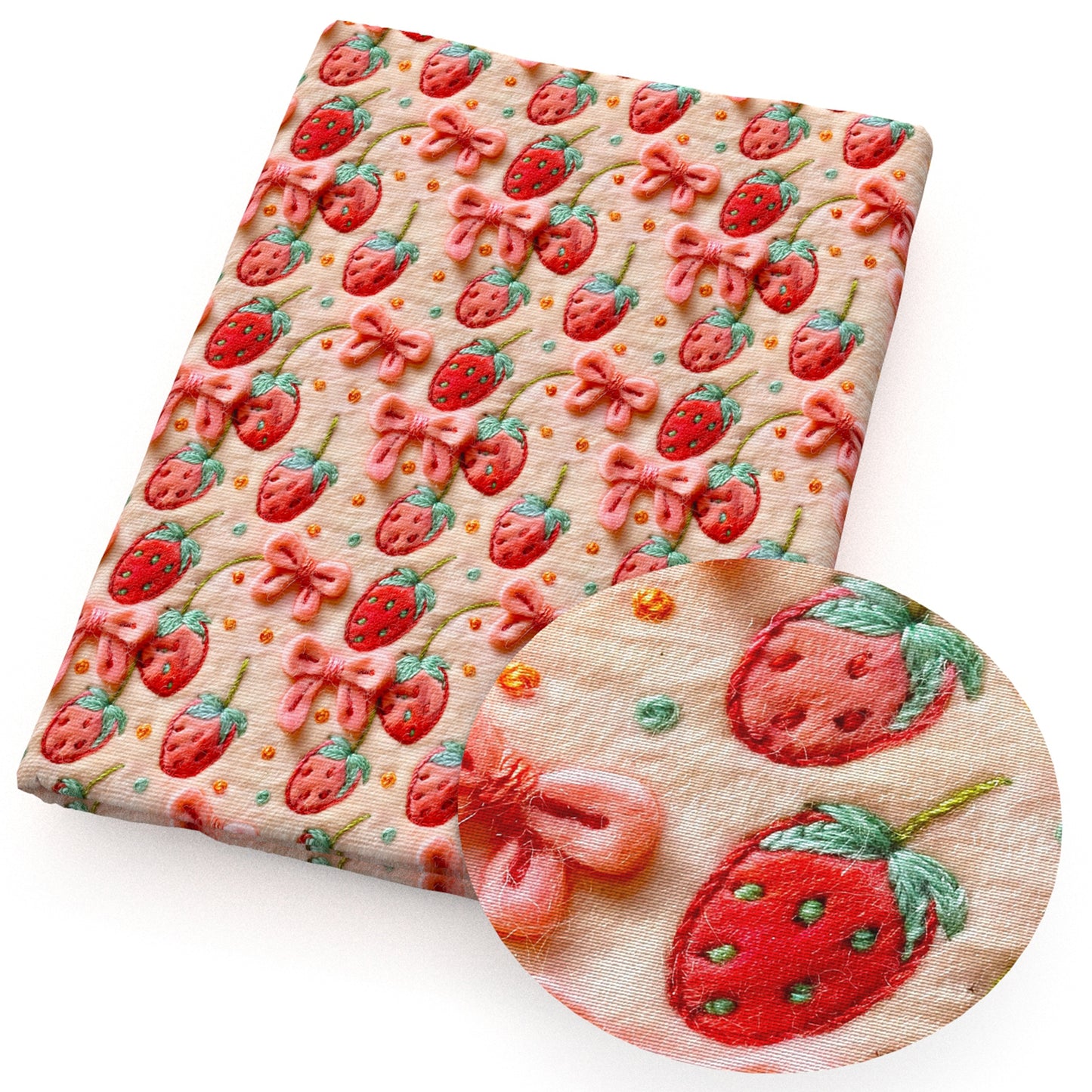 strawberry bowknotbows imitation embroidery series fabric