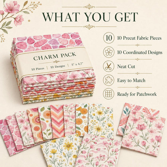 10Pc/Set Flower Series Orange Stone Stripe Peach Blossoms Fat Quarter Fabric, Pre-Cut Square Fabric Assort, Fabric Set, Craft Fabric, Handmade DIY Patchwork Fabric,Home Quilting Sewing Fabric, Packaging Fabric, Scrapbooking Craft Hobbyist