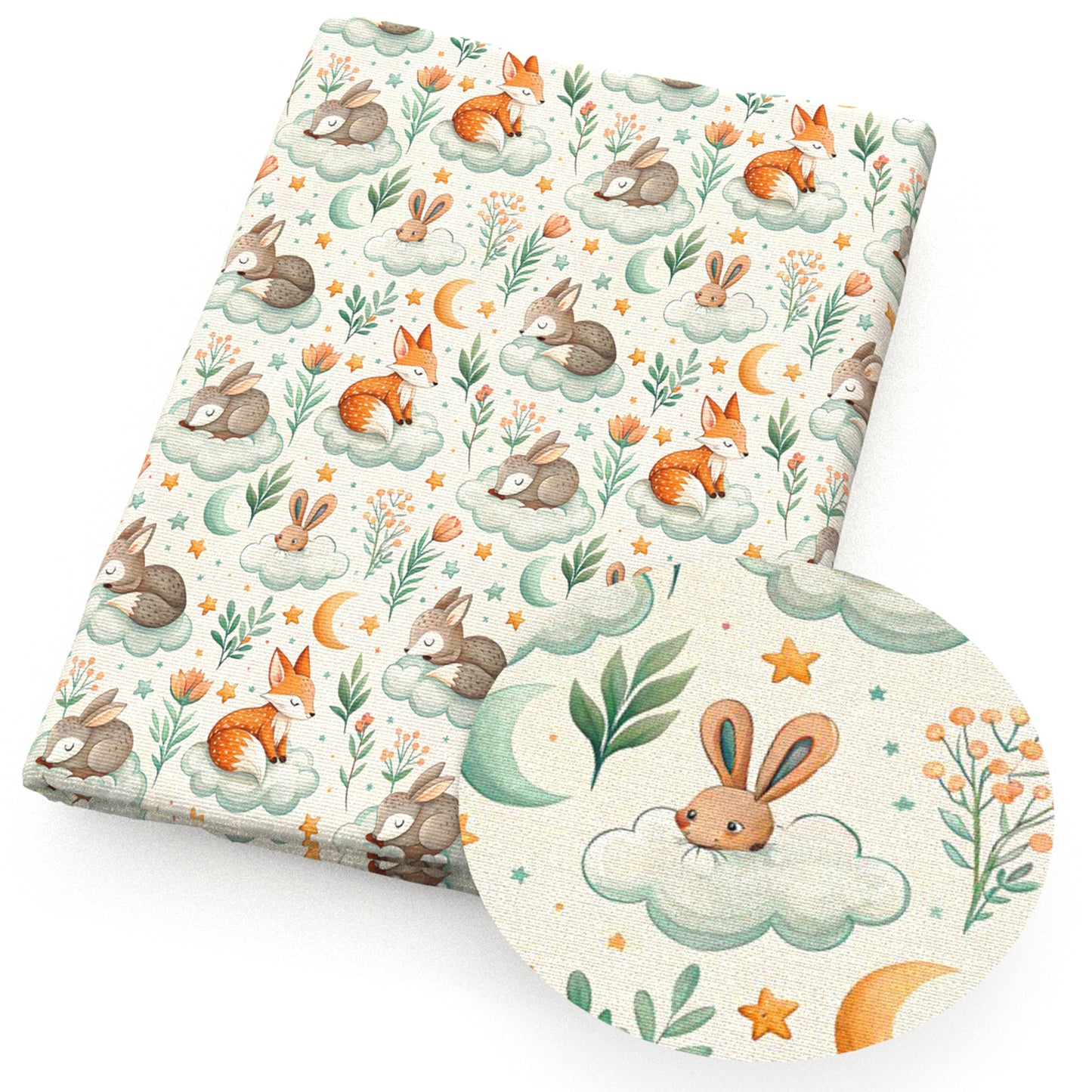 fox star starfish moon flowerfloral fabric