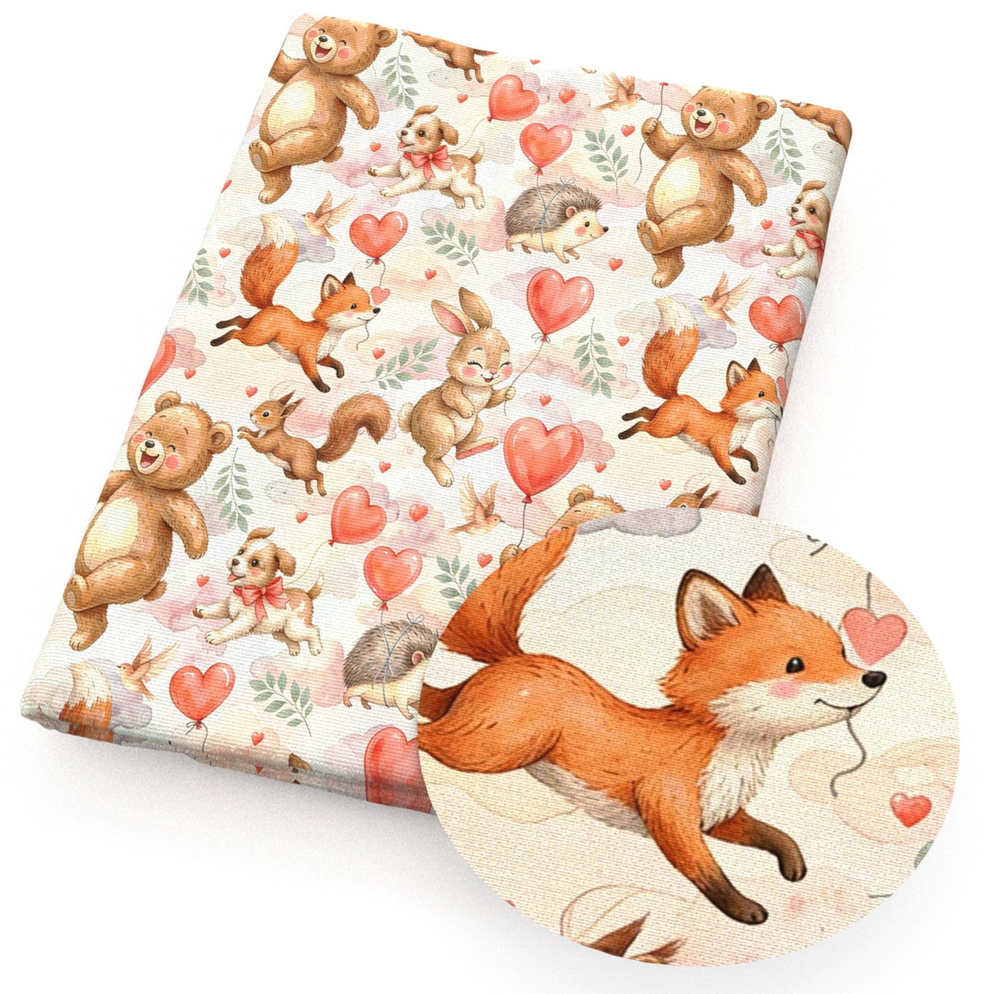 fox rabbit bunny heart love balloon fabric