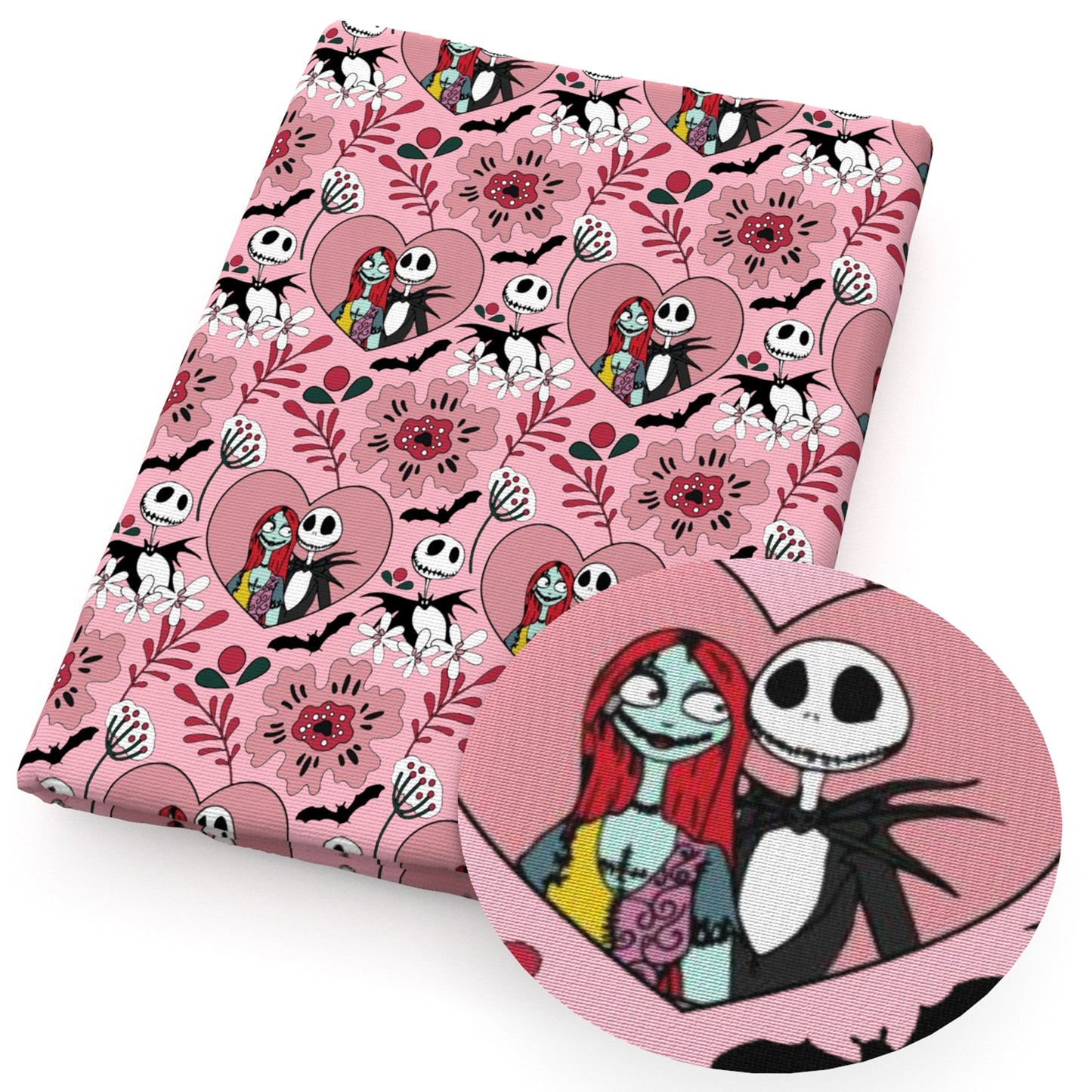 halloween pink series flowerfloral skellington the nightmare before christmassally fabric