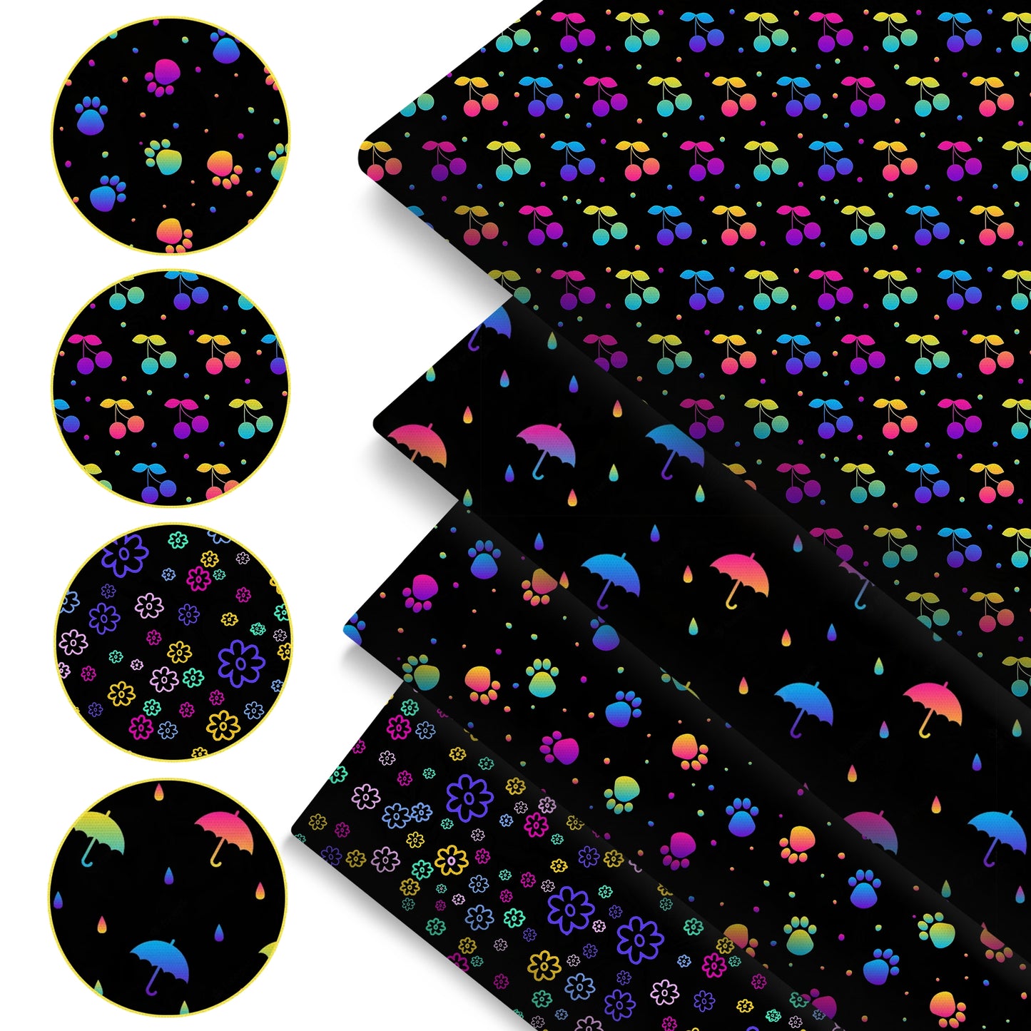 4Pc/set 7.87x7.87inch(20x20cm) footprint Umbrella series Precut Quilting Fabric Fat Quarter Fabric Bundle