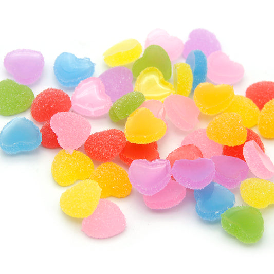 10Pcs/Pack Frosted Heart Shaped Acrylic Resin Charms Flat Back Gradient Mixed Color Cabochons For PVC Crafts Flatbacks Diy Crafts, Scrapbooking & Jewelry Making