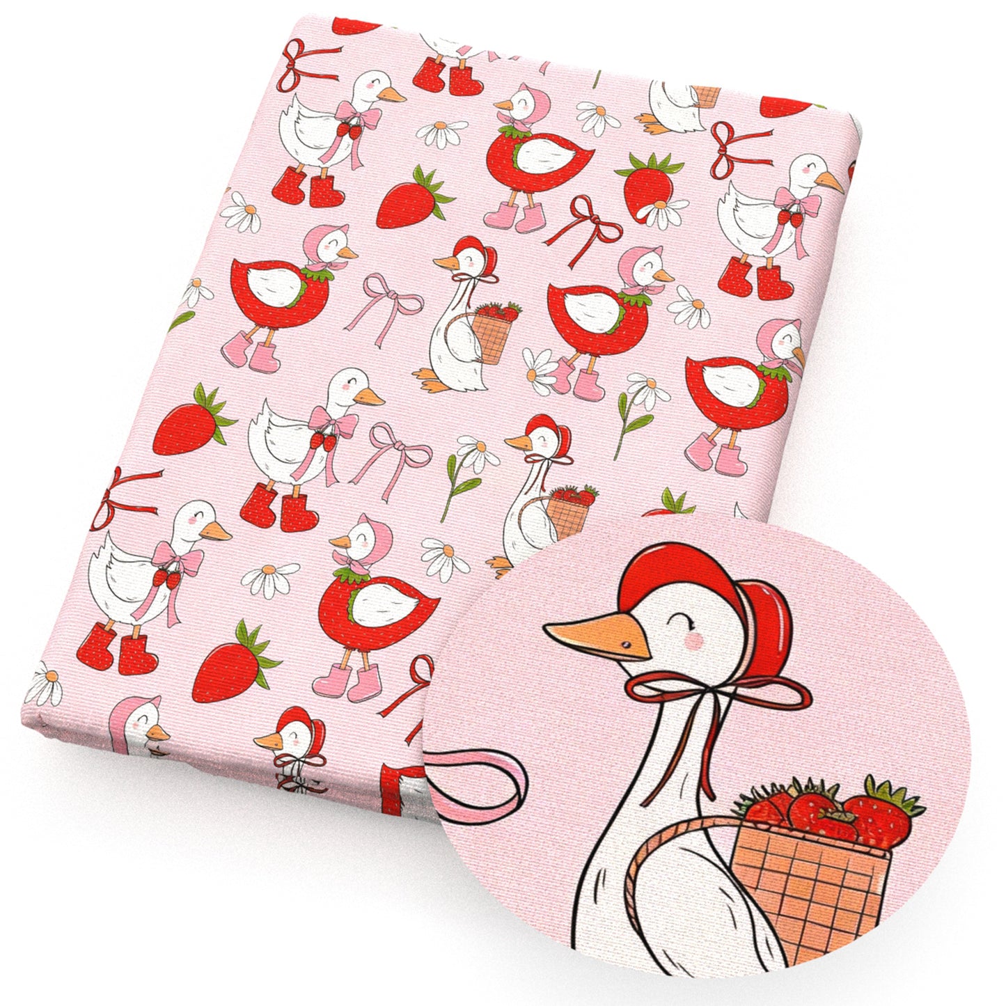 duck strawberry bowknotbows fabric