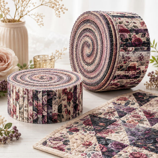10pcs Vintage Floral Pattern Jelly Roll Fabric Strips 2.5X19.7inch Pre-Cut 100% Polyester For Patchwork Quilts, Table Runners, Placemats, Tote Bags, Storage Pouches, Makeup Bags, Coasters, Quilt Blocks & Binding Mother'S Day Gift