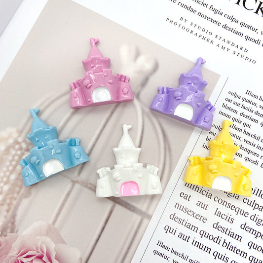5pcs 3D Resin Castle Ornaments, Flatback Cabochon Beads Design for DIY Scrapbooking, Home Decor & Holiday Parties