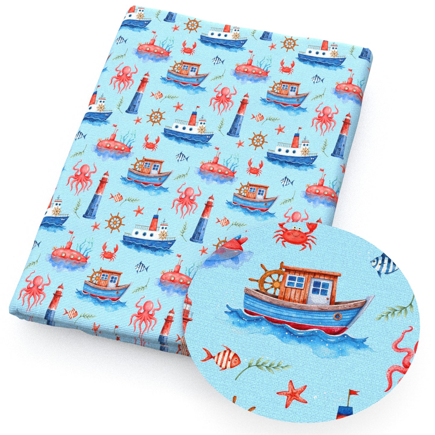 submarine lighthouse crabcrabs octopus sailor anchor ship fabric