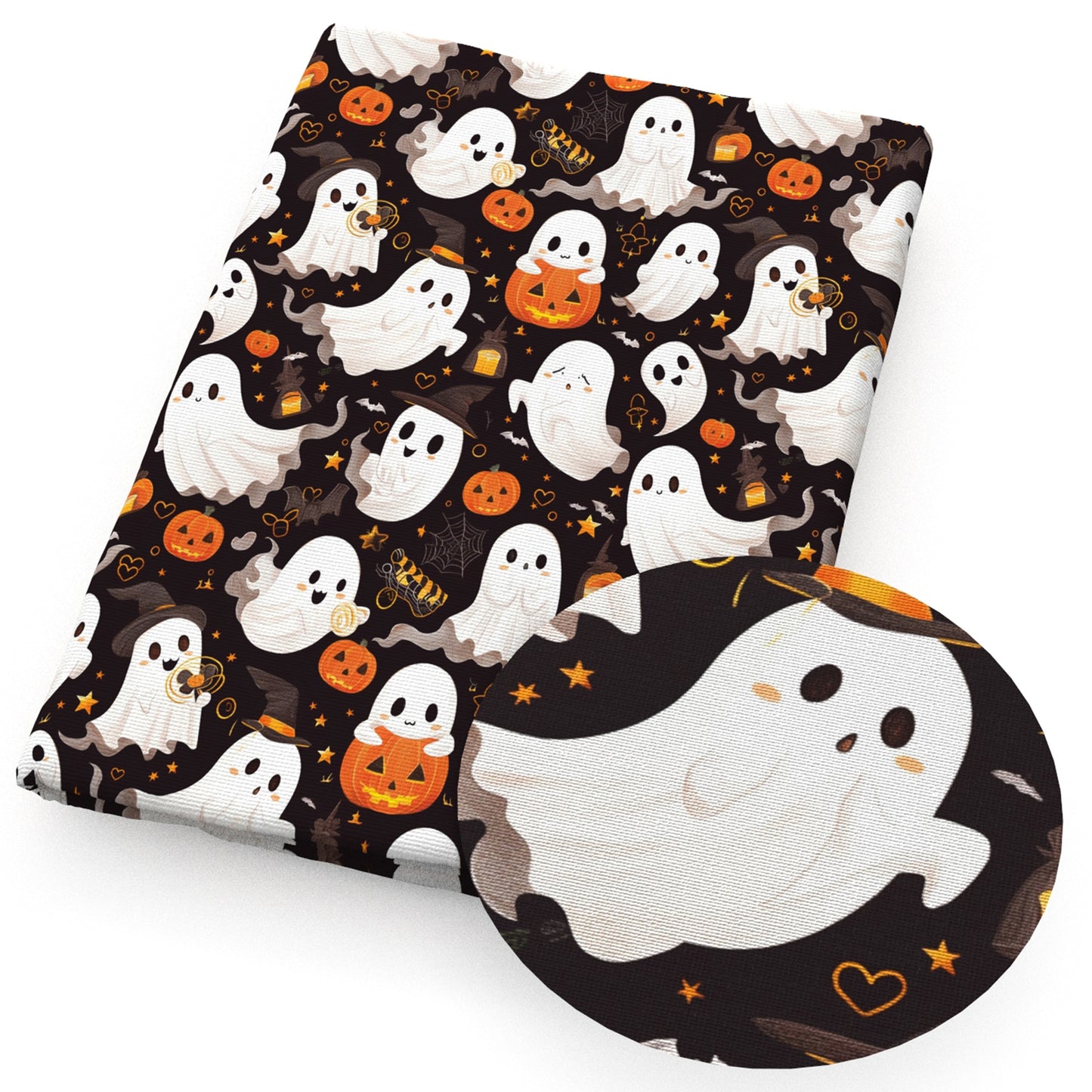 halloween skull ghost skeleton bones pumpkin fabric