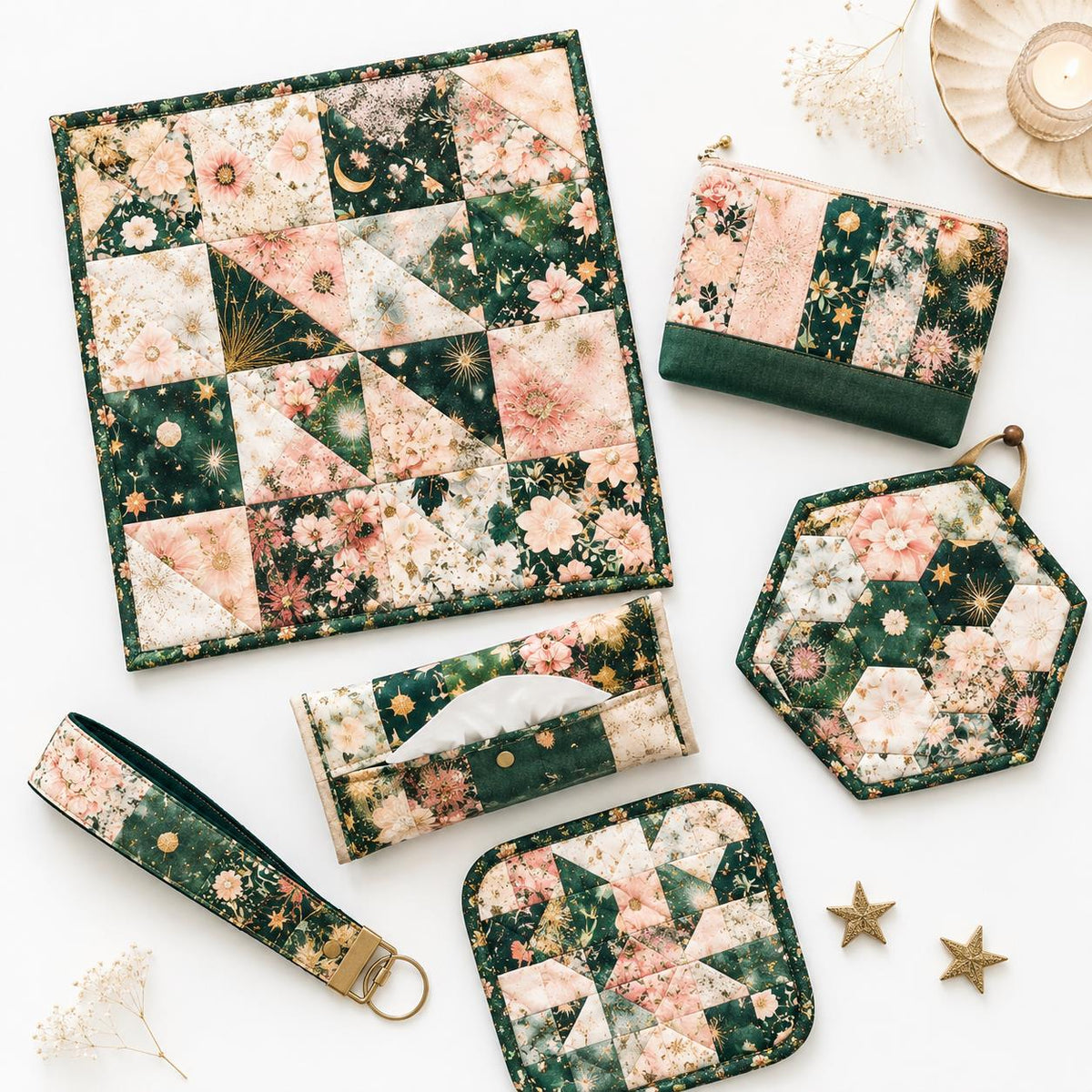 10pcs Charm Pack Set Floral Pattern Vintage Style Handmade DIY with Rich Color and Texture Elements 100% Polyester Patchwork in 10 Design Styles Suitable for Patchwork DIY Craft Projects DIY Wallet Making Gift Giving Bag Making Mother's Day Gift