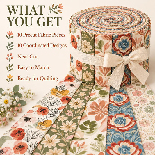 10pcs Vintage Floral Pattern Jelly Roll Fabric Strips 2.5X19.7inch Pre-Cut 100% Polyester For Patchwork Quilts, Table Runners, Placemats, Tote Bags, Storage Pouches, Makeup Bags, Coasters, Quilt Blocks & Binding