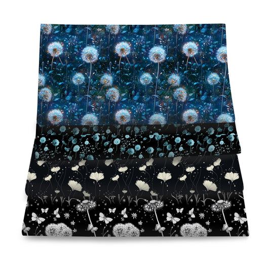 4Pc/set 7.87x7.87inch(20x20cm) Dandelion series Precut Quilting Fabric Fat Quarter Fabric Bundle, Polyester Quilting Squares for Patchwork, DIY Crafts Projects, DIY Wallet Making