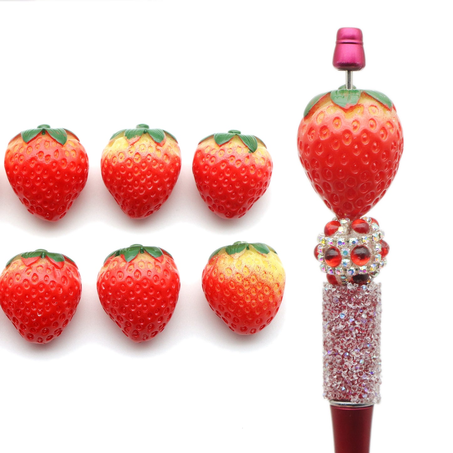 1pcs 3d Resin Strawberry Fruit Beads Cabochon Charms for DIY Keychains,Earrings Necklace Bracelet Jewelry Accessories
