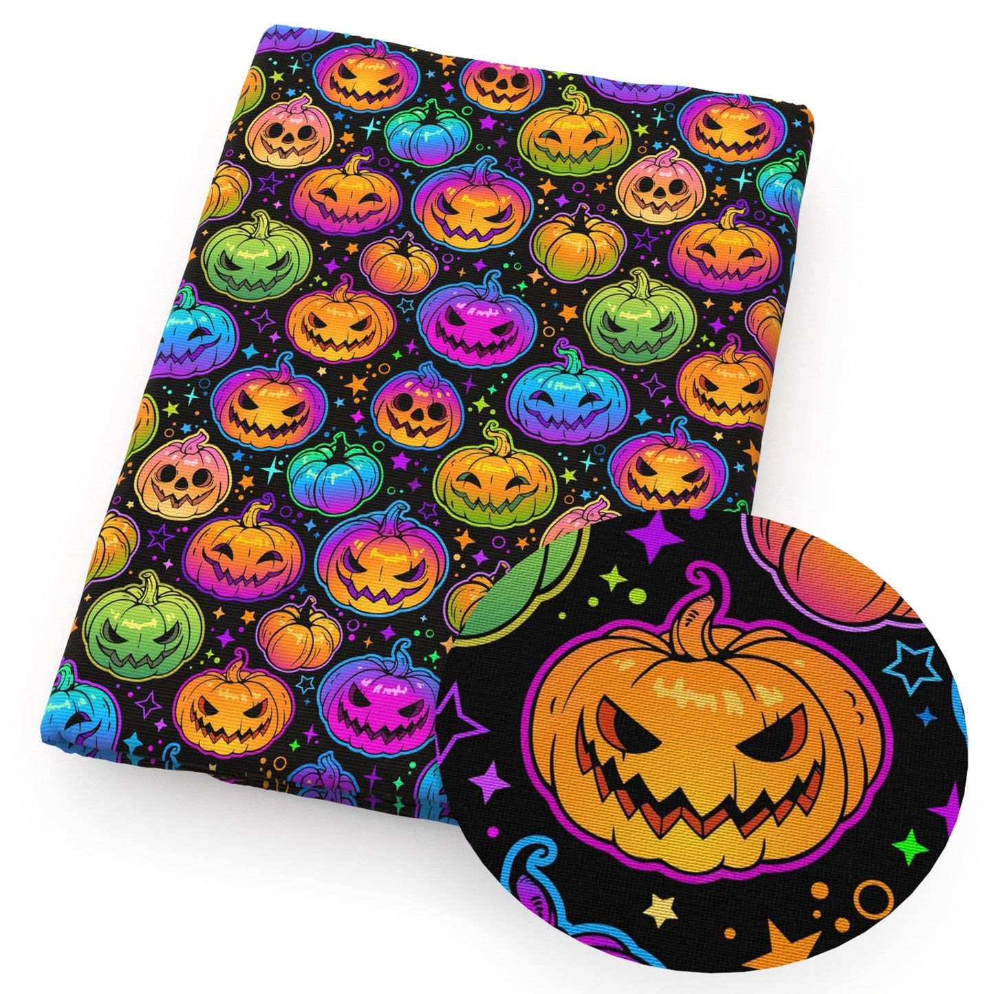 pumpkin halloween star starfish glossy fabric