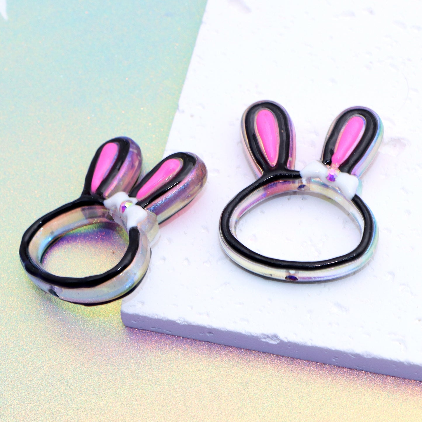 1pcs Acrylic Hollow Rabbit Beads, Colorful Translucent Large Spacer Beads, DIY Craft Jewelry Making Accessories, For Happy Easter Holiday Party