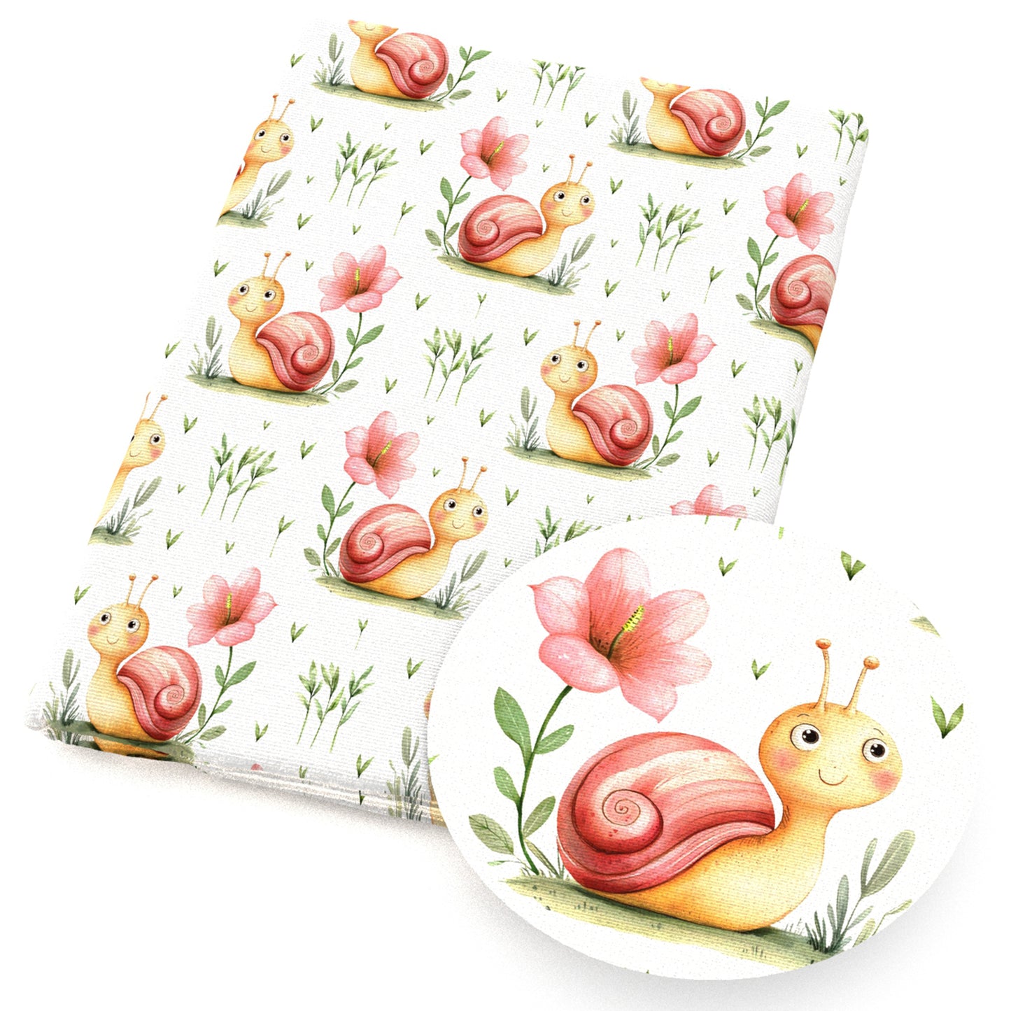 snails flowerfloral pink series fabric