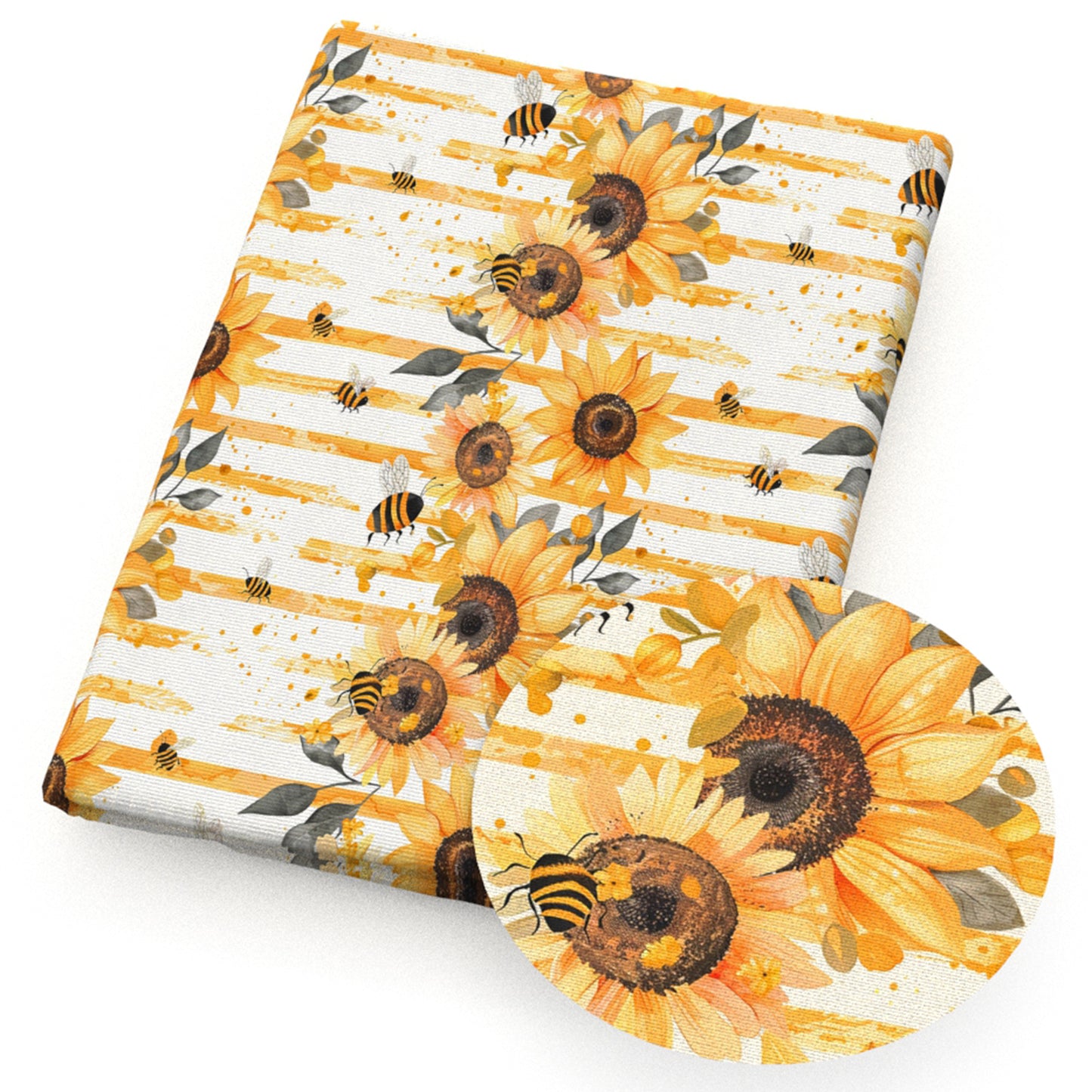 flowerfloral sunflower stripe bee fabric