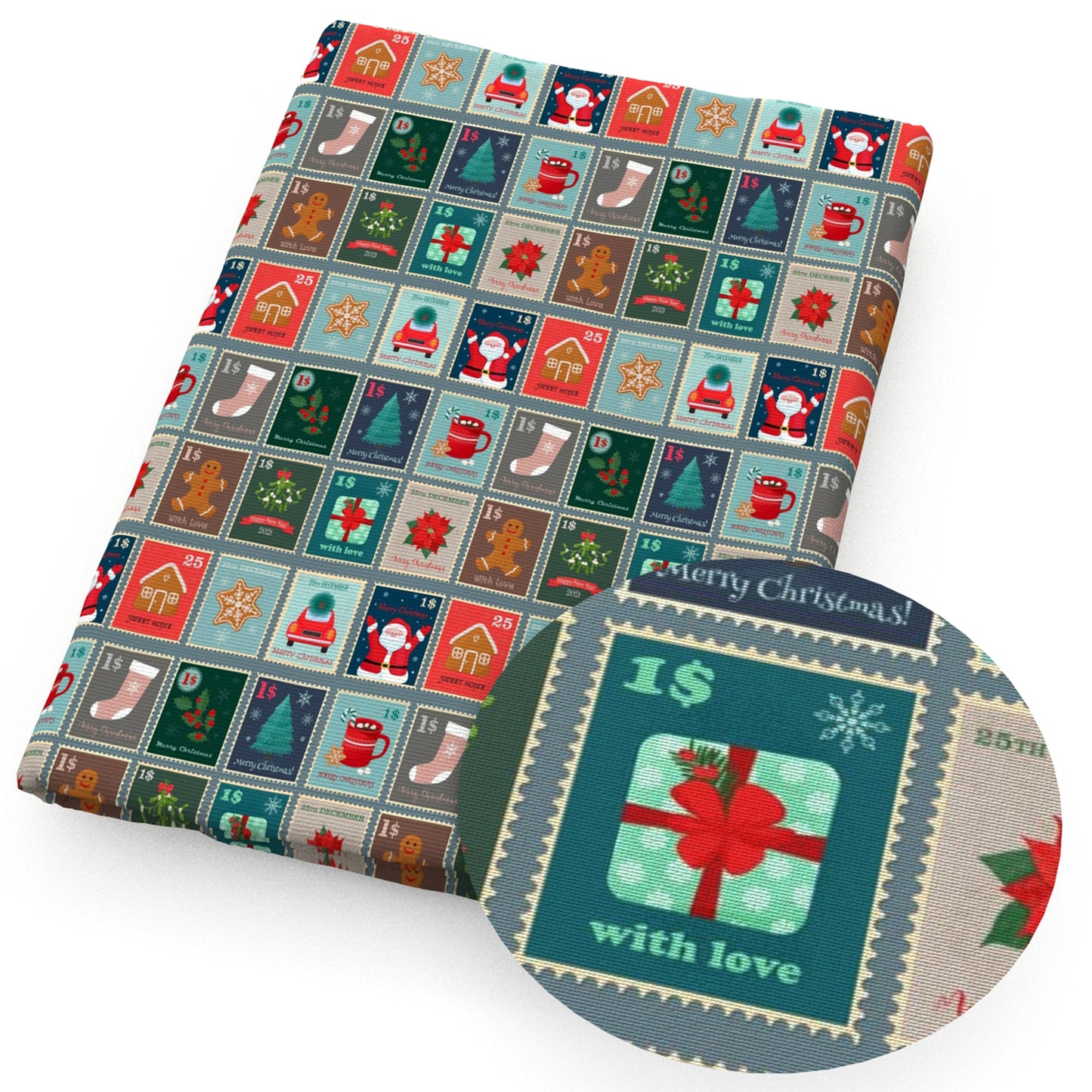 sock christmas tree stamp fabric