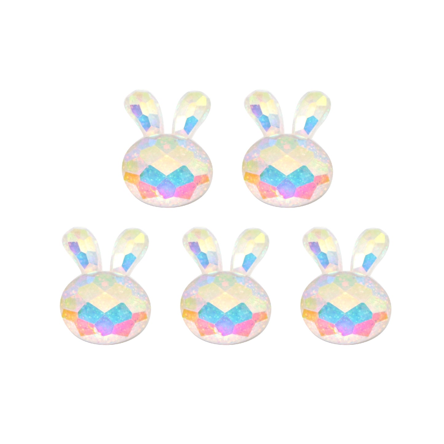 5Pcs Rabbit Bunny Shaped Acrylic Charms Resin,Iridescent Color 3D Flatback Resin Cabochons Beads for DIY Jewelry, Earrings, Bracelets, Keychains, Festive Decor, Homemade Gifts, Phone Cases, Water Bottles, Hair Accessories - Crafting Accessories