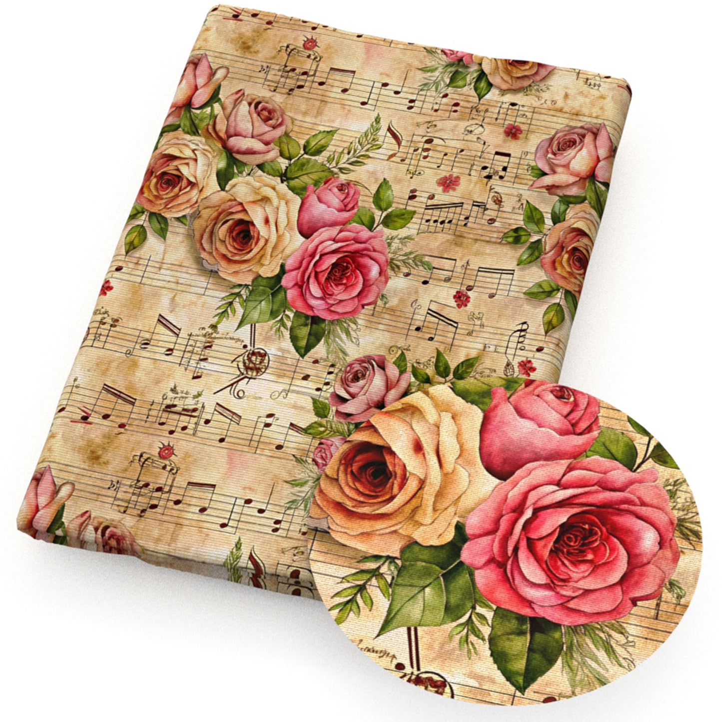 newspaper obsolescence flowerfloral music notes fabric